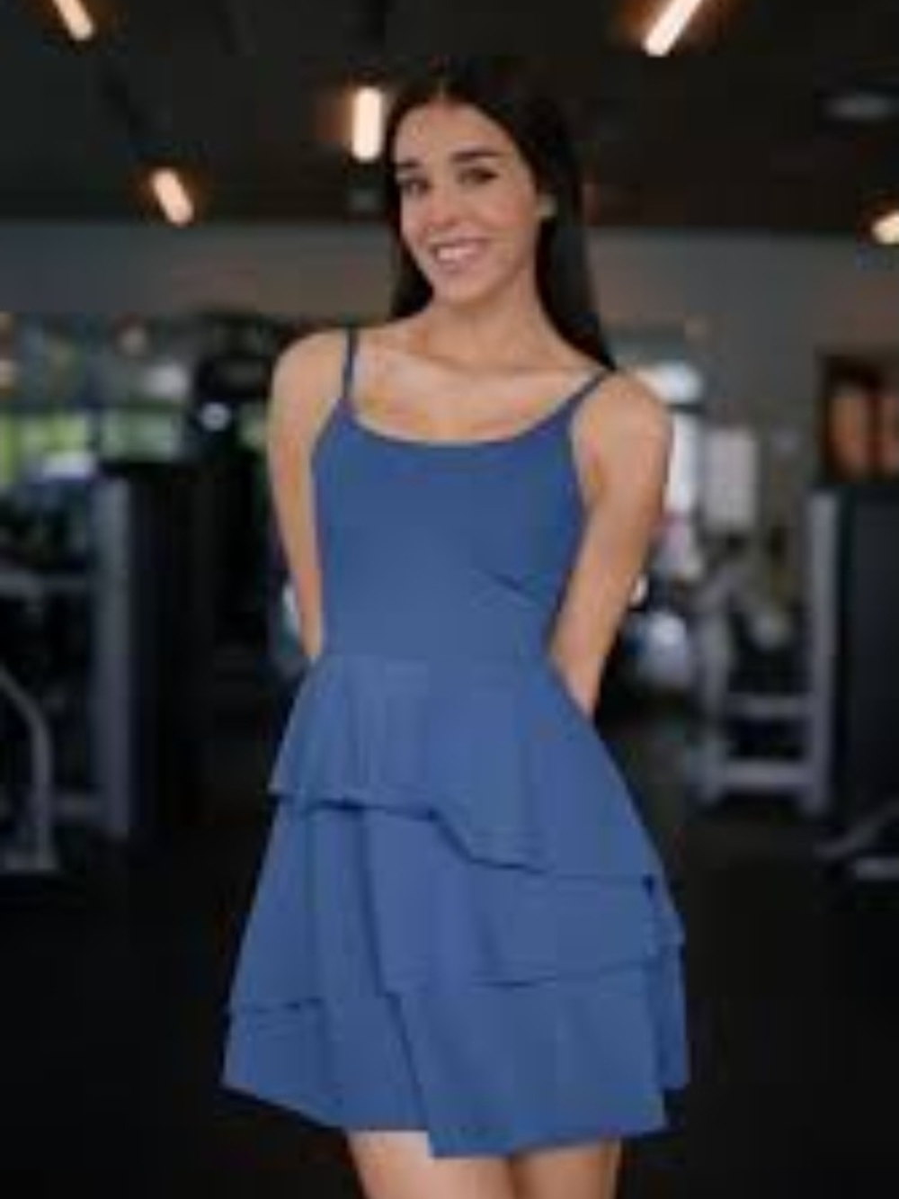 Halara SoftlyZero Airy Tier Ruffle Pocket Cool Mini Slip Active Dress S (208bag)
